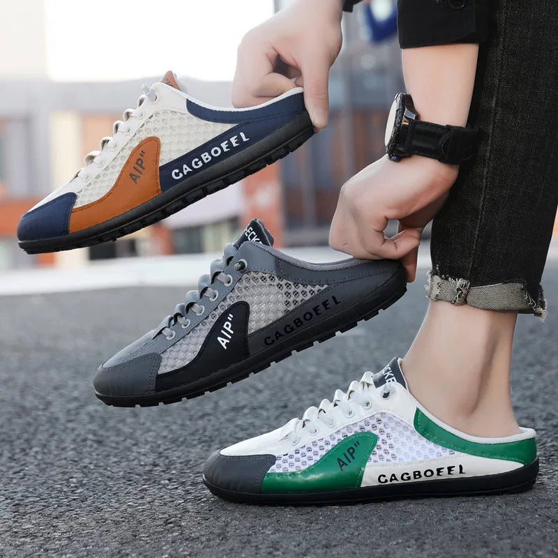 Men's Fashion Soft-soled Half Slippers Men Summer Trendy Bottom Casual Shoes Breathable Slip-on Shoes Sneakers Zapatos De Hombre