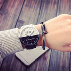 Lovers Watch Intimate Regards Good Morning Good Night Dial Leather Quartz Watch Fashion Trending Black White Case Couple Watches