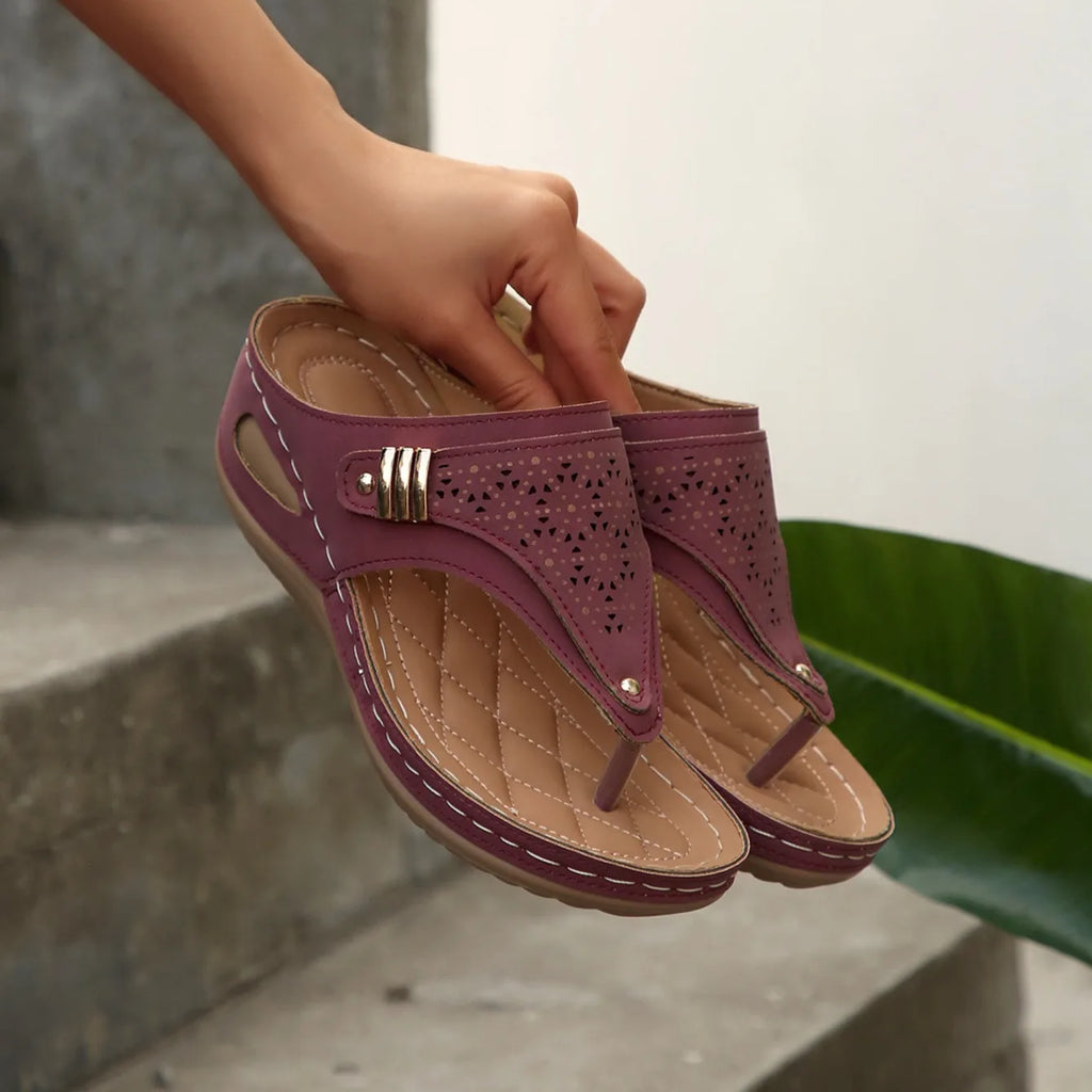 Woman Slippers Leather Non-Slip Soft Platform Shoes Flip Flops Summer Wedge Slippers Lightweight Orthopedic Sandals Slides Women