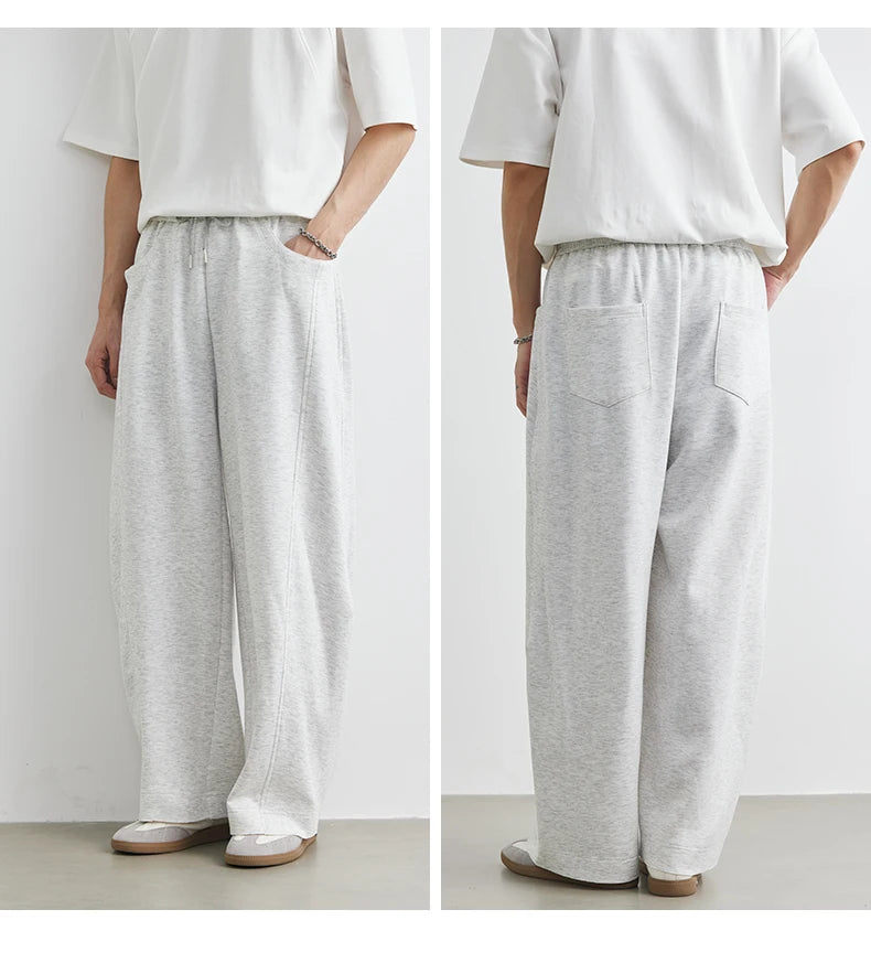 Men's American Fashion Casual Pants 2025 Summer New Style Solid Color Loose Drag Sweatpants Sports Straight Trousers Men's Wear