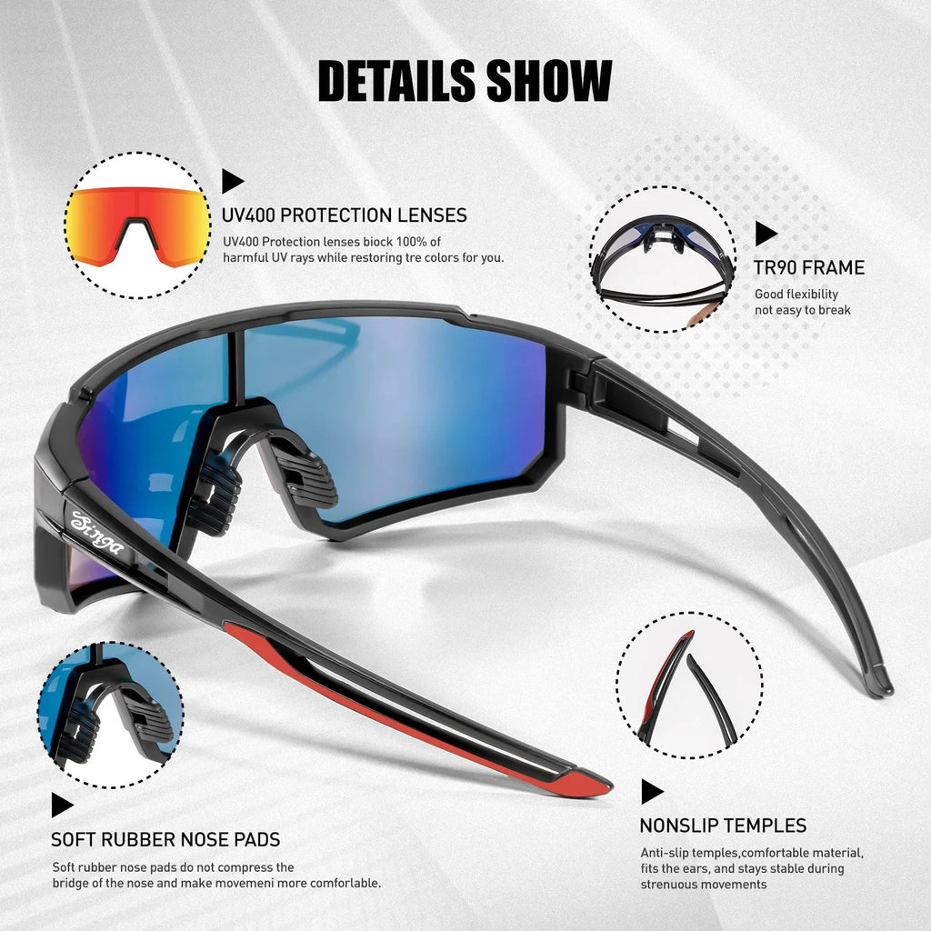 Cycling sunglasses Bike Eyewear Sports Dark Glasses Cycling Glasses Black Polarized Lens Eyepieces Outdoor Bicycle Goggles