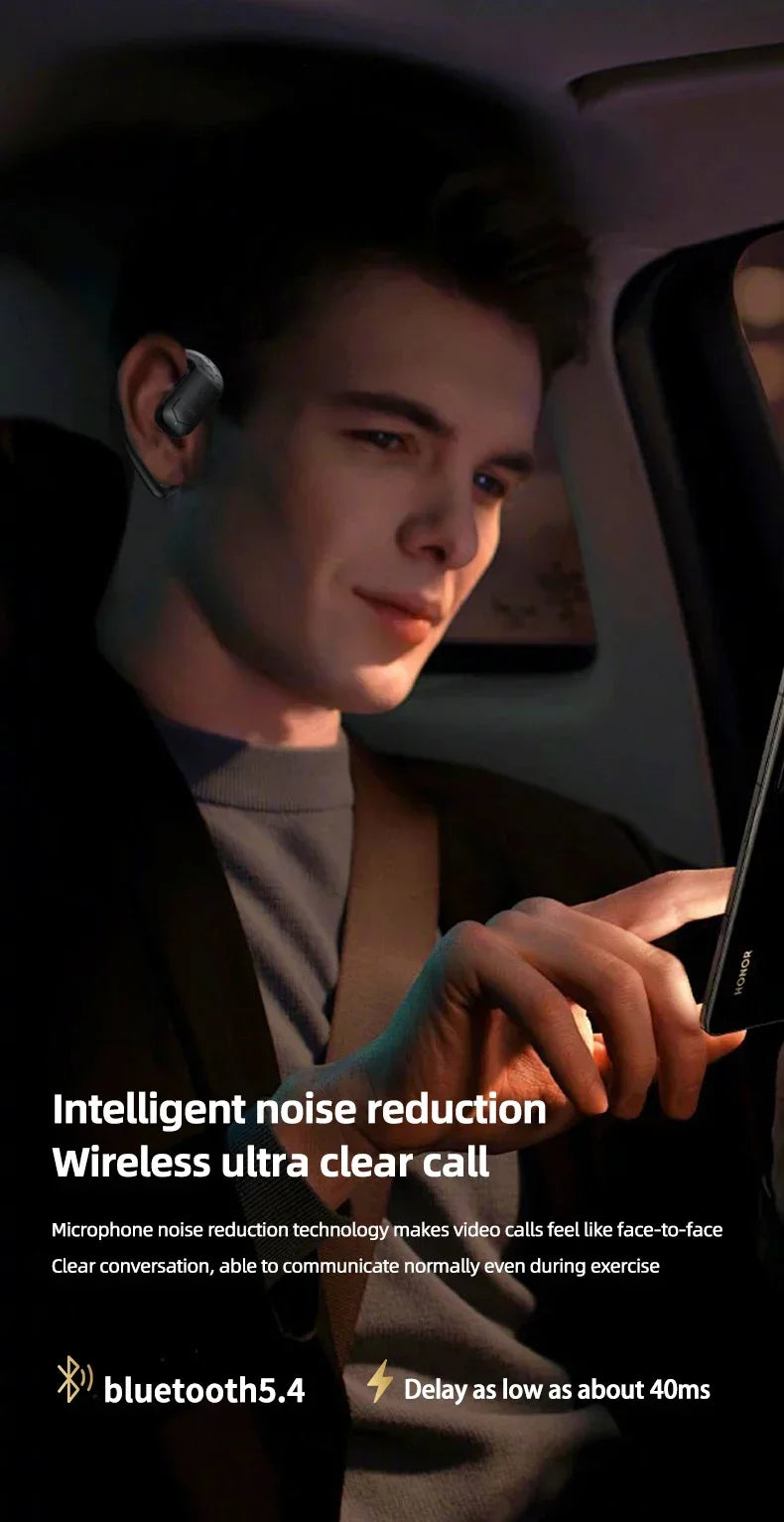 Handsfree Headset Bluetooth Noise Canceling Sports Waterproof Compatible HiFi Stereo Ear Hook Wireless Single Earphone Driving