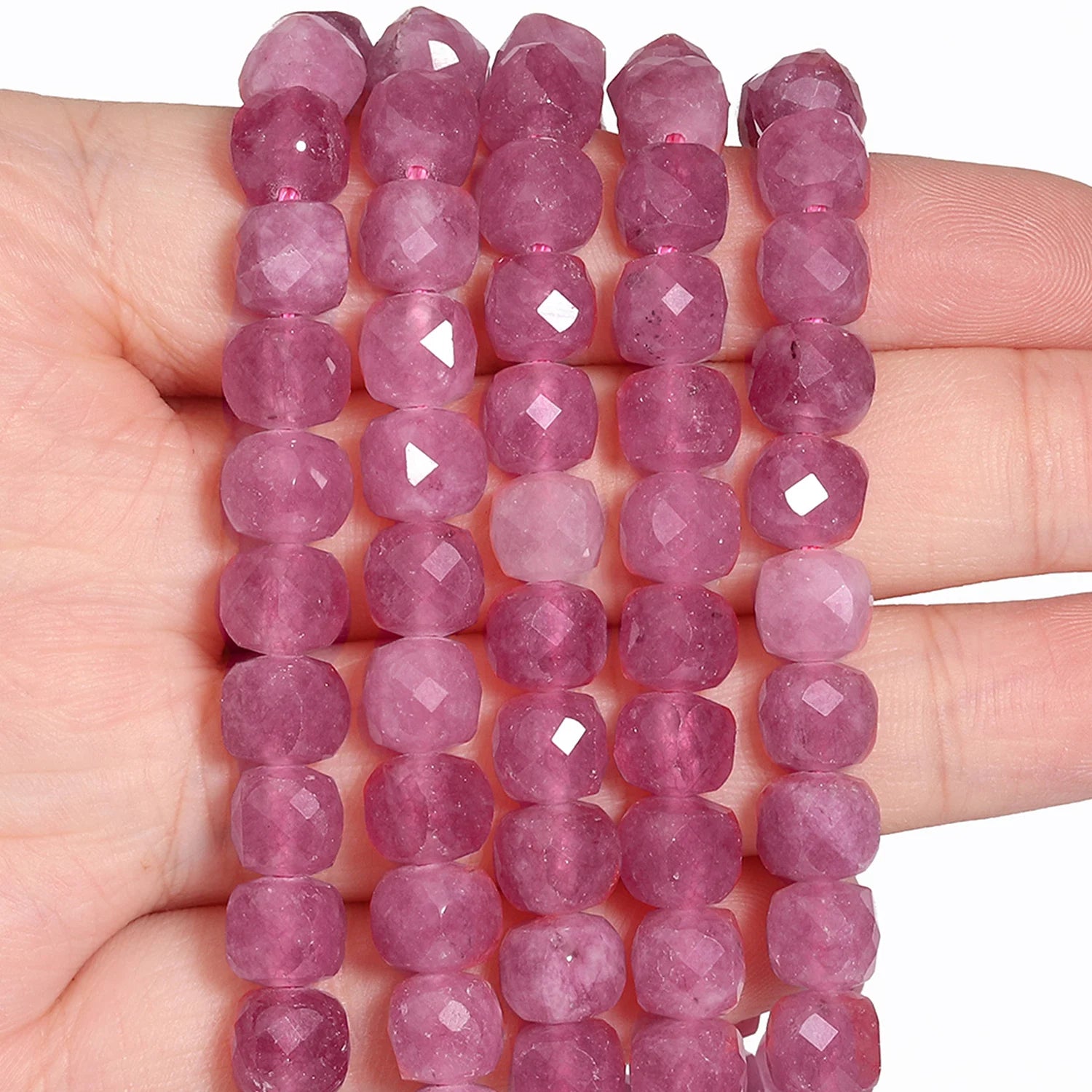 7-8mm Faceted Cube Beads Tourmaline Picture Jasper Agate Turquoise Amethyst Stone Beads for Jewelry Making Diy Accessories