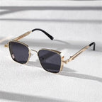 Men Driving Sunglasses Vintage Steampunk Square Sunglasses Metal Frame with Spring Hinges Women Eyepiece Trendy Driver Glasses