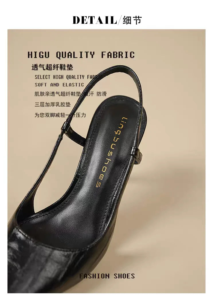 Women High Heels Sandals Pointed Toe Shoes Sexy Slingback Woman Slippers Summer 2025 Trend Designer Dress Pumps Sandalias Mujer
