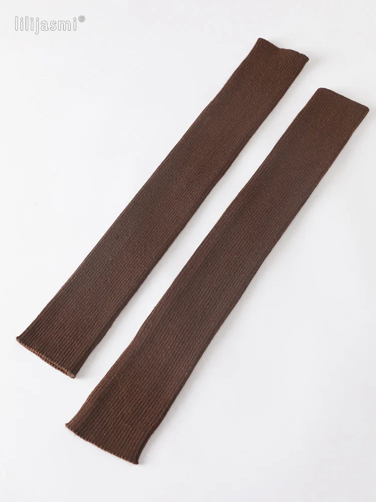 Autumn Winter 40 50 60CM Women's Wool Arm Warmers Knitted Woolen Arm Sleeve Solid Fine Long Knitted Fingerless Gloves Wholesale