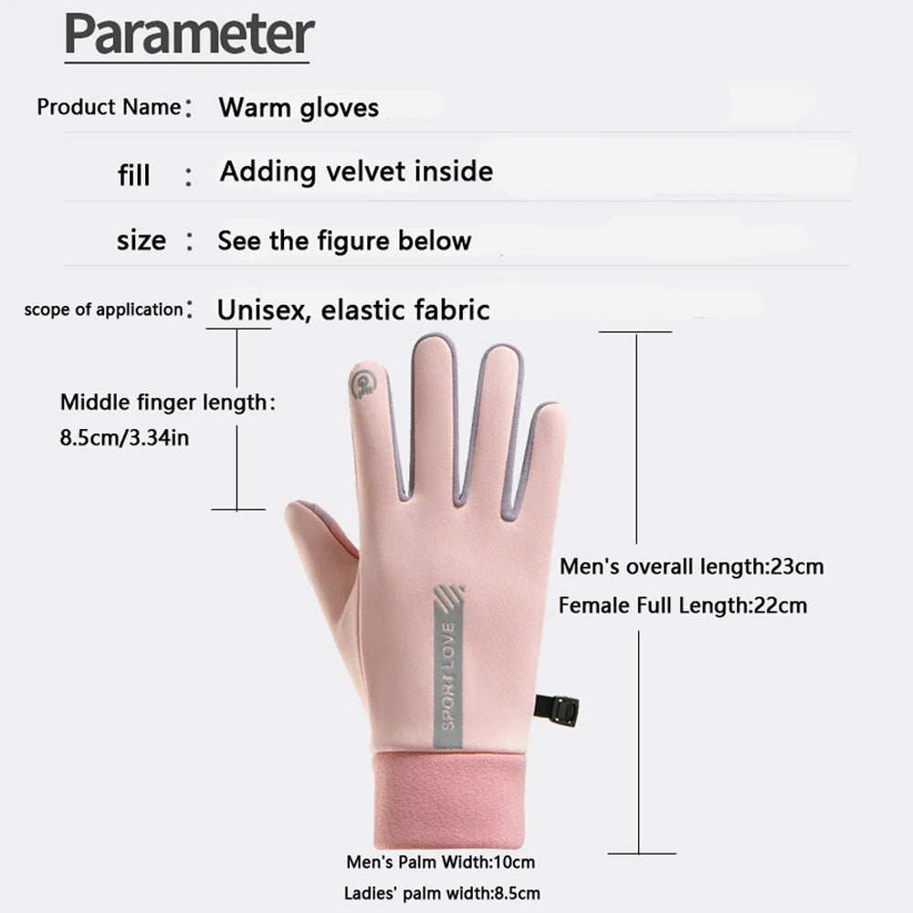 Winter Gloves for Women, Fleece-Lined, Windproof, Cold-Proof, Warm, Touchscreen-Compatible, Non-Slip, for Driving, Riding Motorcycles, Outdoor, Men's Gloves