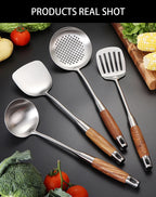 Kitchen Utensil Set 7 Piece 304 Stainless Steel Cookware Set Rosewood Handle Spatula Household Cooking Baking Tools