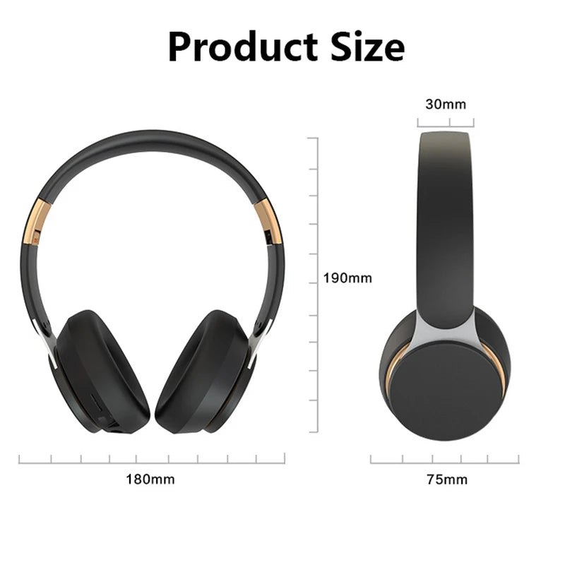 Hifi Wireless Headphones 9D Heavy Bass Surround Stereo Bluetooth Earphones Foldable Adjustable Support TF Card/AUX Play With Mic