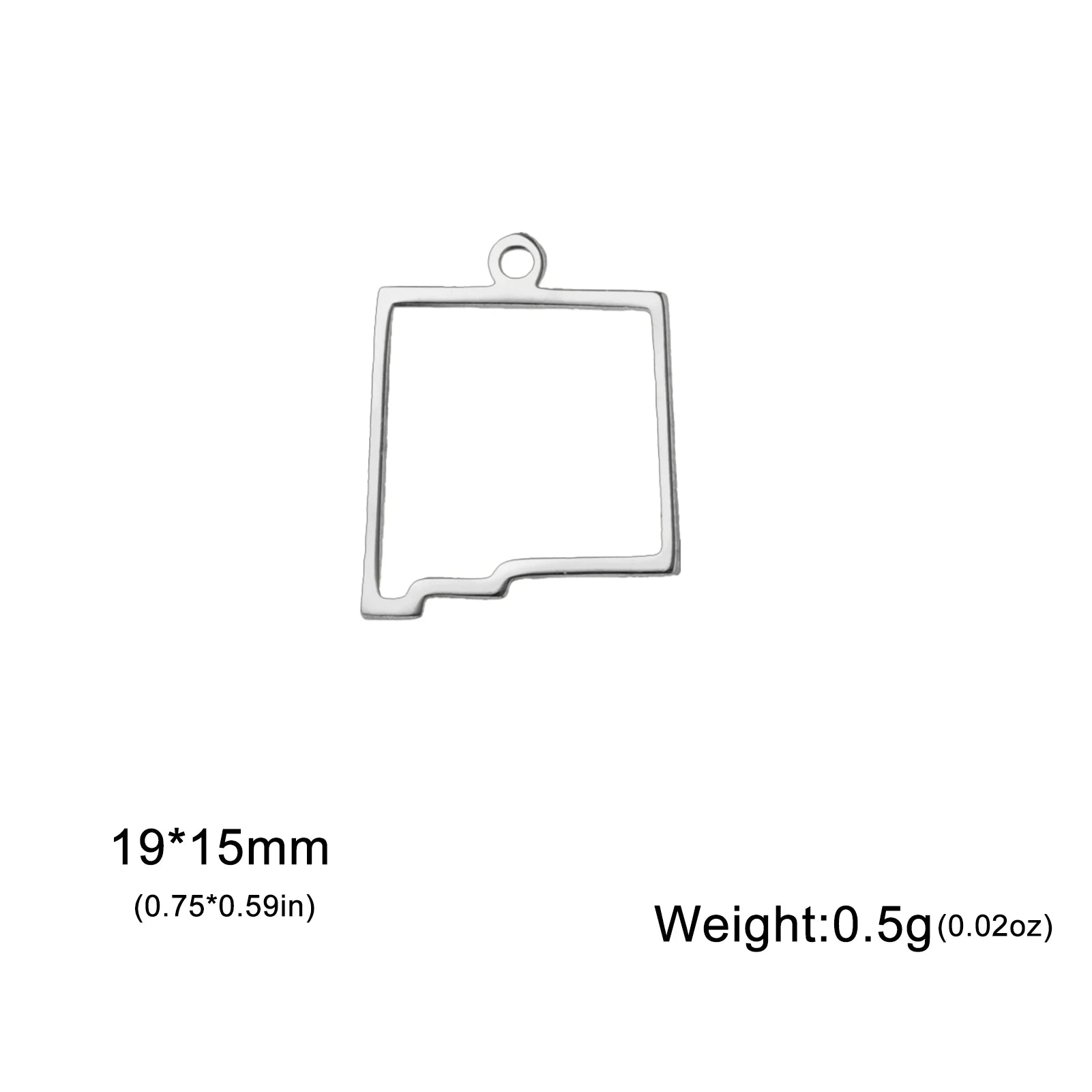 EUEAVAN 10pcs United States New York Washington State Map Pendant for Necklace Stainless Steel Charm DIY Jewelry Making Supplies