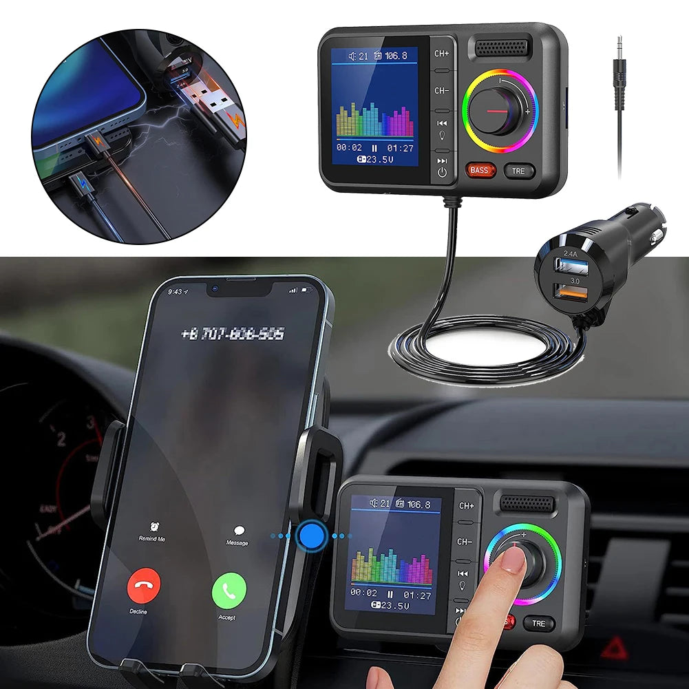 Hands-free Car MP3 Player Dual USB Fast Charging Car Audio Driving Experience Fast Charging Technology LED Backlighting Modes