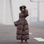 Winter Women Long White Duck Down Cotton Coat Fashion Windproof Hood Casual Thickened Warm Cotton Coat Women Parkas Jacket Coat