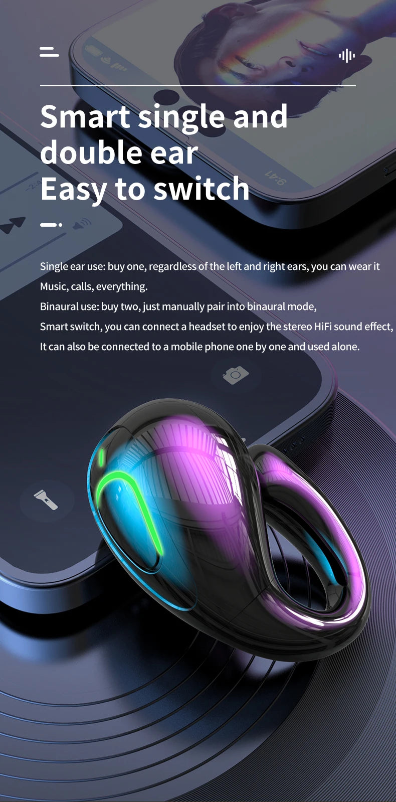 S20 wireless ear clip Bluetooth earphones are not in the ear and comfortable to wear. They are open high pitched headphones