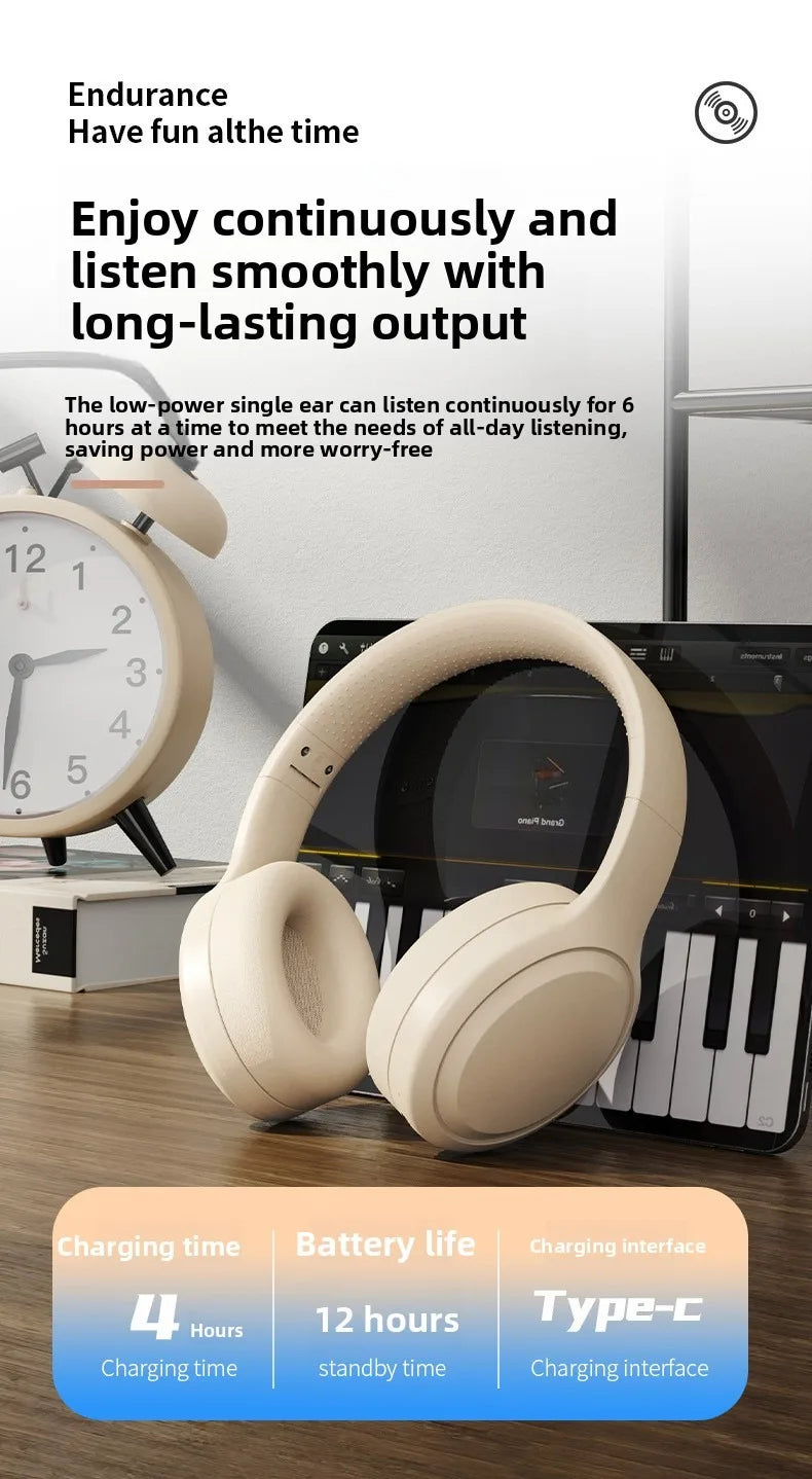 Wireless Bluetooth Headphones Over Ear HIFI Stereo Headsets Noise Reduction Sports Gaming Earphones Music Player with Mic gifts