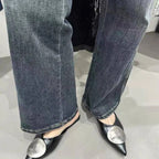 Female Slides Fashion Pointed Toe Flats Women Mules Slippers  Summer Beach Luxury Ladies Flats Slippers Sandals Shoes