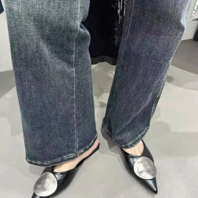 Female Slides Fashion Pointed Toe Flats Women Mules Slippers  Summer Beach Luxury Ladies Flats Slippers Sandals Shoes