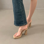 Women's Summer High Heels Sandals Sexy Fashion Open-toe Women Platform Mules Slippers Luxury Causal Elegant Ladies Clear Sandals