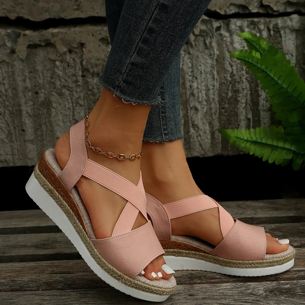 Summer Woman's Sandals Fashion Open Toe Women Wedges Sandals Comfortable Beach Shoes Outdoor Anti-Slip Platform Shoes for Women