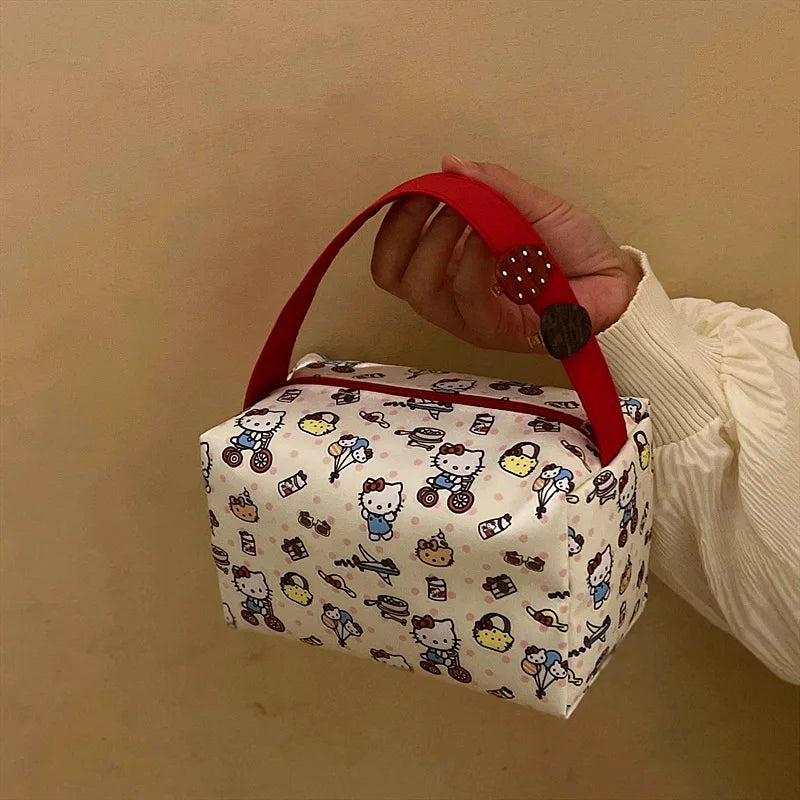 Hello Kitty Cosmetic Bag Large Capacity Travel Makeup Organizer Portable Toiletry Case Lipstick Storage Pouch Cute Cartoon Print