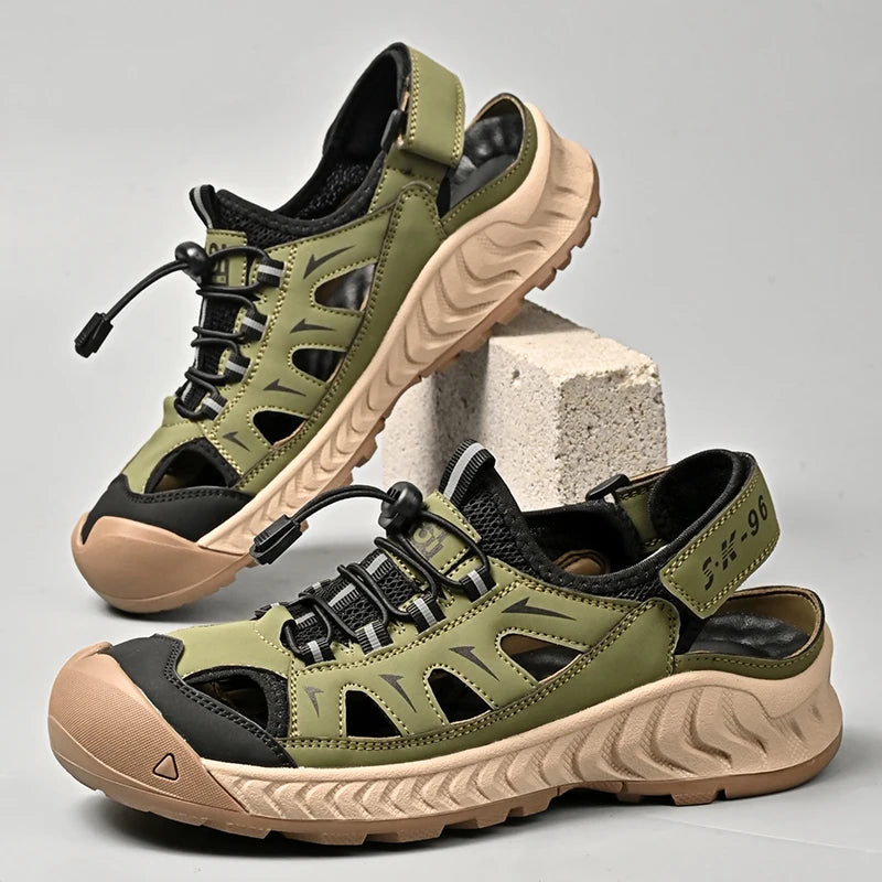 Mens Sandals Hot Sale Summer Outdoor Non-slip Beach Shoes Anti-collision Rubber Wading Shoes Fashion Breathable Male Sneakers