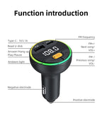 Car FM Transmitter Bluetooth 5.3 Handsfree Wireless Car Kit USB C Car Charger Auto Radio Fm Modulator Mp3 Player Adapter
