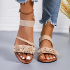 Women Sandals Fashion Flower Wedge Sandals Summer Casual Solid Color Sandals Breathable Beach Shoes Women Sandalias De Mujer