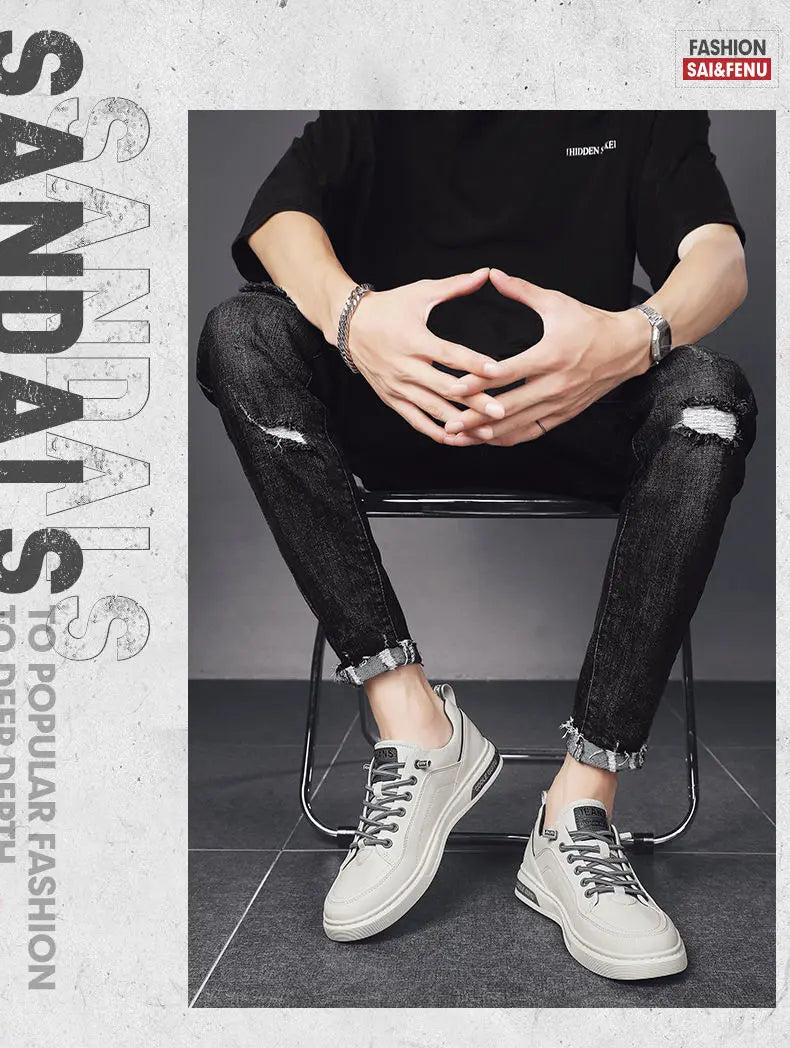 New Shoes for Men  Comfortable Flat Men's Casual Shoes Outdoor Wild Men's Sneakers High End Fashion One Pedal Dress Shoes Male