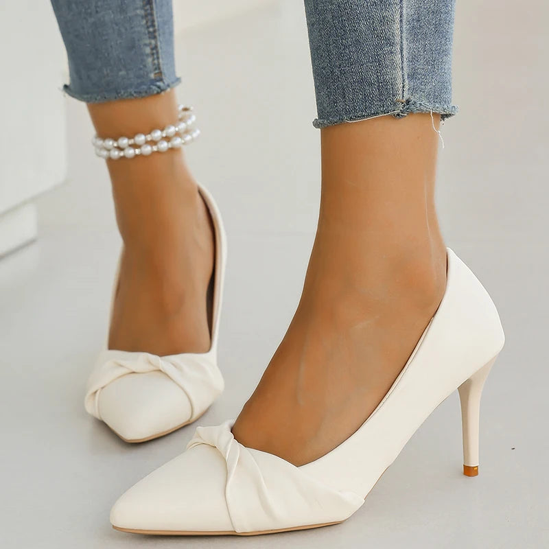 Women' Classics White High Heel Pumps Fashion Pointed Toe Banquet Dress Shoes Woman Plus Size Autumn Stiletto Heeled Pumps Mujer