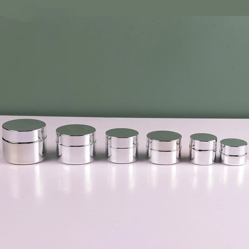 Cosmetic Jar 5-50g Face Cream Glass Bottle Silver Glass Cream Jar Cosmetic Container Empty Nail Glue Jar Travel Makeup Container