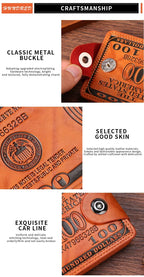 Men's Wallets with 100 US Dollar Pattern Wallet Male Leather Wallet Photo Card Holder Fashion Large Capacity Wallet Purse Bag