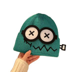 Winter Women Cartoon Hat Cute and Funny Knitted Hat Candy Colored Little Monster Glasses Cute and Warm Hat