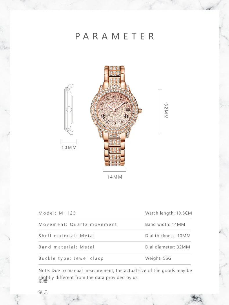 Women's Watches Fashion Original Quartz Wrist Watch for Ladies Roman Dial Dazzling Diamond Waterproof Luminous Luxury New