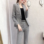 Women's 2 Pant Set Black Baggy Two Pieces Sets Pants for Woman Plaid Outfits Blazer and Trousers Suits Korea Stylish Groups of D