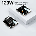 Power Bank 20000mAh Ultra Thin Portable Charger with Built-in Cable Large Capacity Super Fast Charging Powerbank for Smartphones