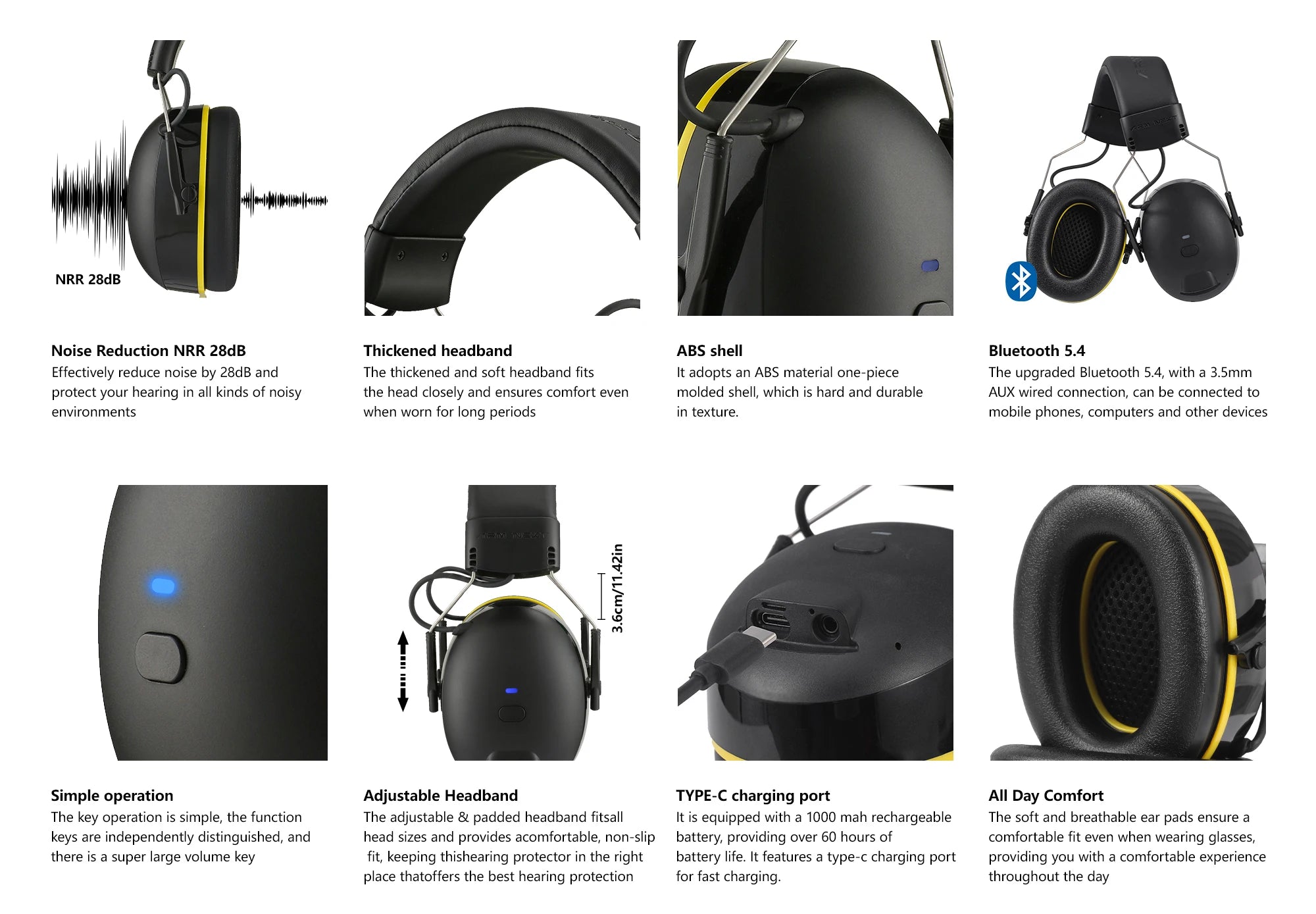 Electronic Headphone 5.0 Bluetooth Earmuffs Hearing Protection Headphones for Music Safety Noise Reduction shooting earmuffs