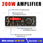 Handsfree 200W Amplifier Bluetooth DIY MP3 Decoder board 12V Wireless Car MP3 Player Record USB TF AUX FM Radio Folder Switching