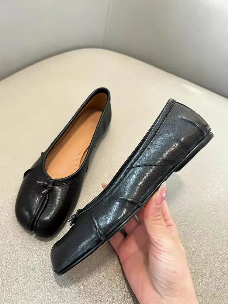 Women Flat Ballet Shoes Tabi Toe-shaped Single Flats Female Pig Hoof Leisure Shoes Soft Mocassins Femmes Casual Shoes Woman