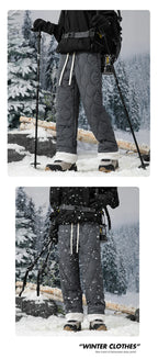 Winter Down Pants Men's Trendy Ski Waterproof Thick Fleece Warm Straight Cotton Trousers Women's Casual Cold-proof Padded Pants