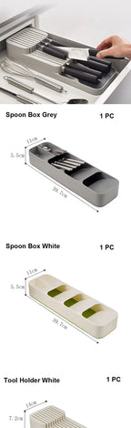Kitchen Drawer Knife And Fork Partition Storage Box Tray Tableware Spoon Box Soup Spoon Chopsticks Separation Household Shelving