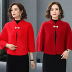 Autumn Winter  Warm Imitation Mink Velvet Shawl Thicken Elegant Short Sweater Shawl Luxury Outerwear Coat  Women Gift