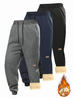 Pants for men in autumn and winter, thickened with fleece for outerwear, casual pants, warm lamb wool sports sweatpants