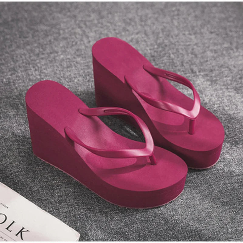 Women's Slippers  Flip Flops Fashion Wedges PU Solid Ladies Elegant Slides Comfort Casual Soft Slip On 2021 Summer Beach Shoes