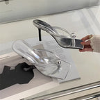 Women High Heels Slippers Designer Heeled Sandals Elegant Shoes Woman Summer 2025 Trend Fashion Fliop Flops Casual Slides Mujer