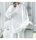 Men's High Street Long Sleeve T-Shirt - Trendy Casual Top Loose Fit Comfortable Wear, Modern Minimalist Style, Everyday Essentia