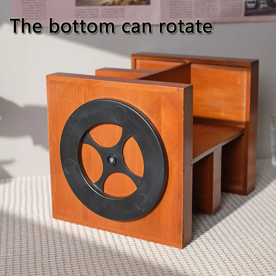 Wooden cosmetics rotating storage rack, can hold small items and cosmetics, suitable for bedrooms, dressing tables,and bathrooms