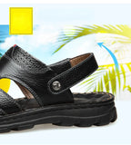 Men's Leather Summer Sandals 2025 Non-slip Thick-soled Comfort Soft Outdoor Beach Slippers