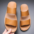 Slippers for Men Luxury Brand Leather Casual Slippers 2025 Summer New Beach Slippers for Men Non Slip Flat Sandals Large Size48