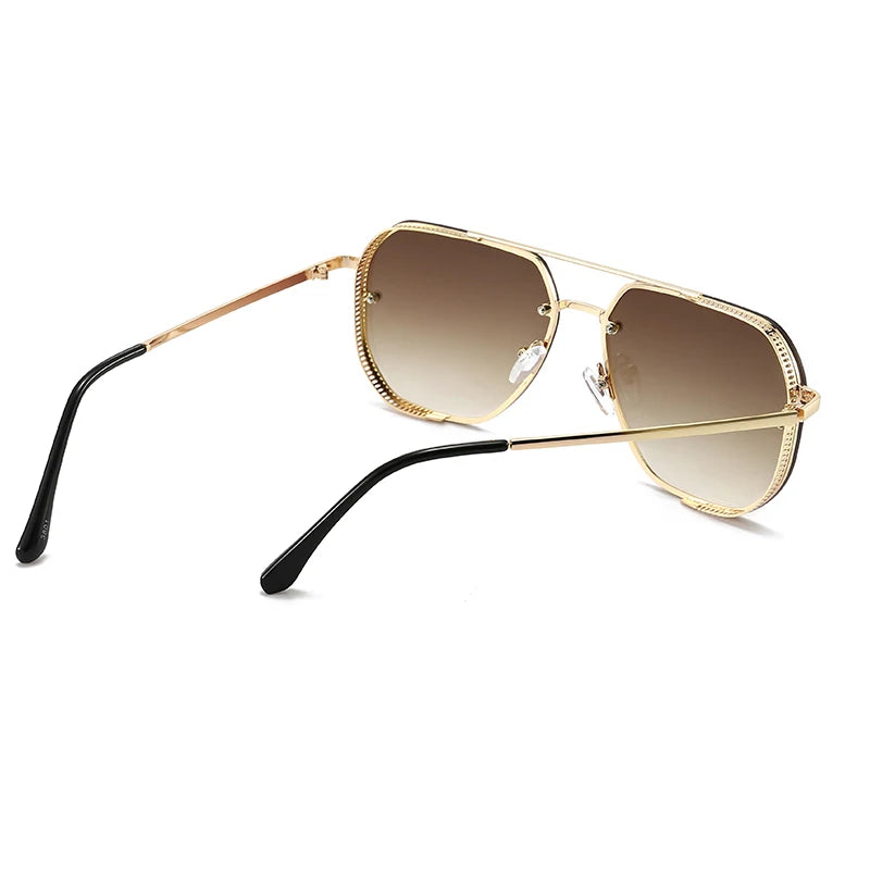 2023 Luxury Sunglasses For Men Women Brand Metal Big Frame Glasses Ladies UV400 Blue Black Sunglass Male Female Eyewear