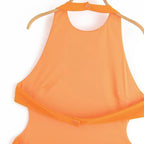 Women's Stitch Fit Short Dress Round Neck Hanging Neck Sleeveless Open Back Button Zipper Opening Spring/Summer New Fash