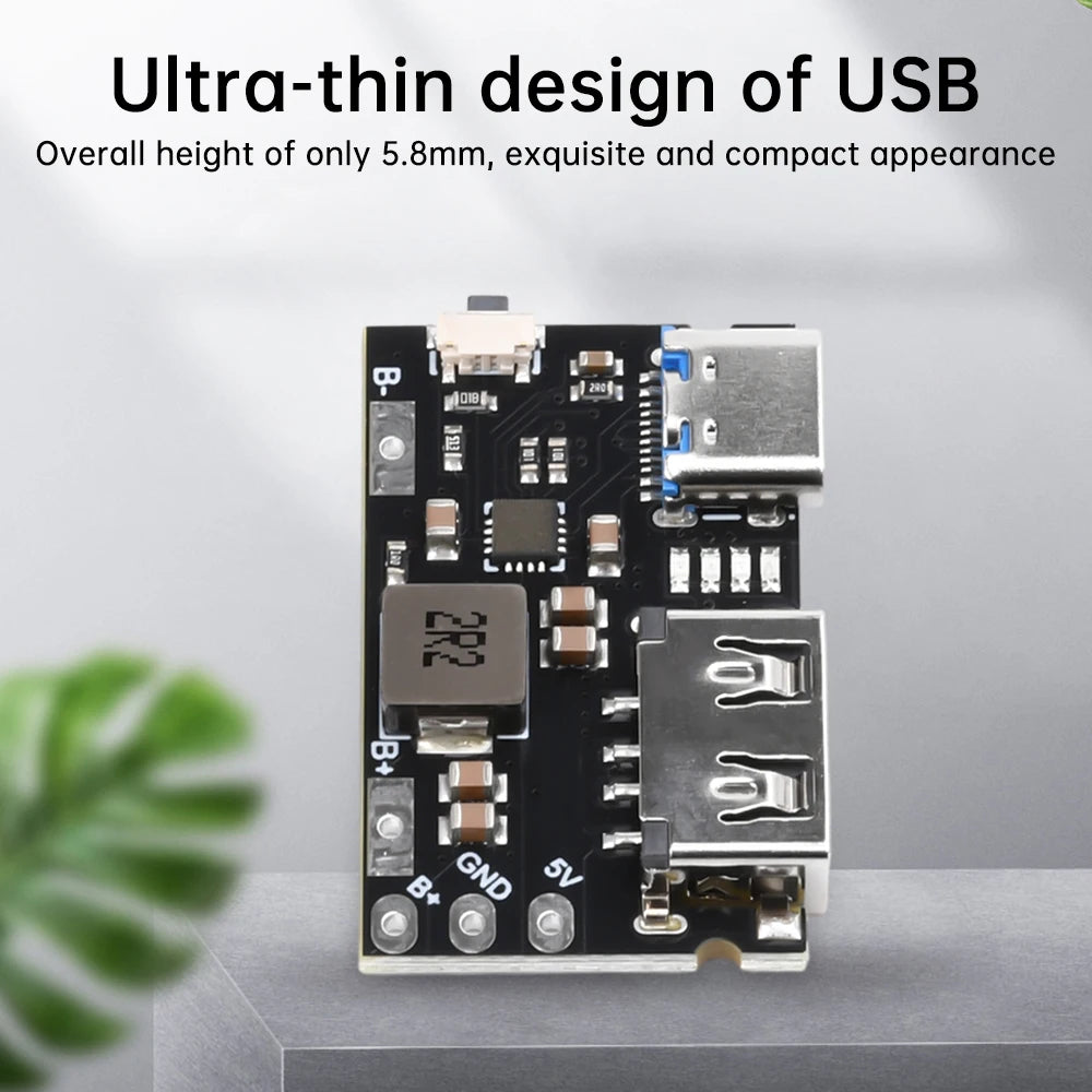 Single Lithium Battery Charger Board TYPE C + USB A 5V 2.4A Charger Discharger Module Supports Charging And Discharging